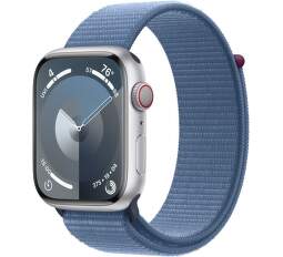 Apple Watch Series 9 GPS + Cellular 45 mm stříbrný hliník s modrým řemínkem
