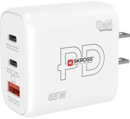 Skross Power Charger GaN US síťová nabíječka USB-A/2× USB-C 65 W PD bílá