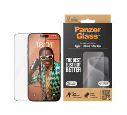 PanzerGlass Ultra-Wide Fit tvrdené sklo s aplikátorom pre iPhone 15 Pro Max čierne (1)