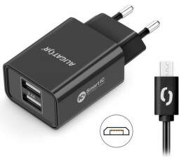 Aligator Smart IC nabíjačka 2x USB 2.4 A čierna + 1m USBmicro USB kábel (1)