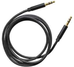 Mobilnet AUX textilní kabel 2x 3,5mm jack 1,5m černý