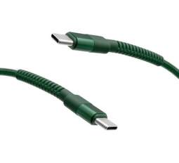 Mobilnet textilní kabel 2xUSB-C 2 m 60W/3A zelený