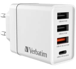 Verbatim nabíječka 3x USB-A/1x USB-C + QC 3.0 + PD 30 W bílá