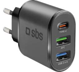 SBS 2× USB-A / 1× USB-C nabíječka PD 30 W černá