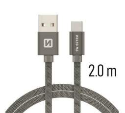 Swissten USB/USB-C kabel 2,0 m, šedá