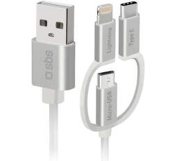 SBS 3v1 USB/Micro USB/Lightning/USB-C kabel 1,2 m bílý