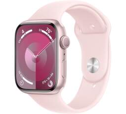 Apple Watch Series 9 GPS 45 mm růžový hliník s růžovým řemínkem M/L