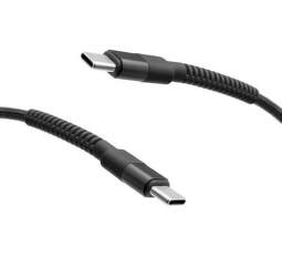 Mobilnet textilní kabel 2x USB-C 60W/3A 2 m černý