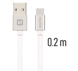 Swissten USB/USB-C kabel 0,2 m, stříbrná