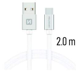 Swissten USB/USB-C kabel 2,0 m, stříbrná