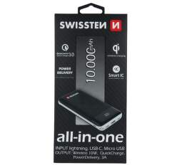 Swissten All-In-One powerbanka 10 000 mAh, černá