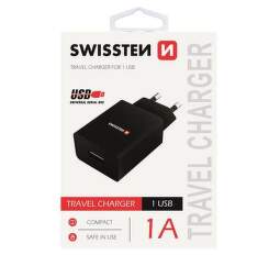 Swissten 1x USB síťový adaptér 1A, černá