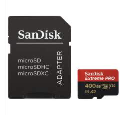 SanDisk Extreme Pro microSDXC 400 GB 170 MB/s A2 C10 V30 UHS-I U3 + Adaptér