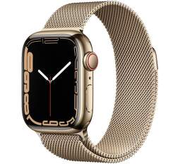 Apple Watch Series 7 GPS + Cellular 41 mm zlatá nerezová oceľ so zlatým milánskym ťahom