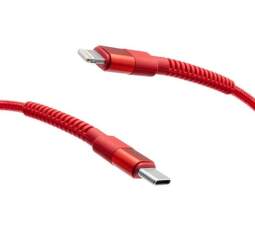 Mobilnet USB-C/Lightning kabel 20 W 1 m červený