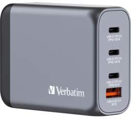 Verbatim GNC-100 GaN nabíječka USB/3× USB-C PD QC 3.0 100 W šedá