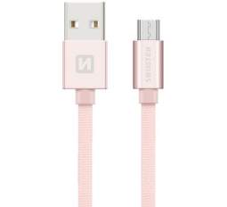 Swissten Textile kabel USB/Micro USB 0,2 m, růžovo-zlatá