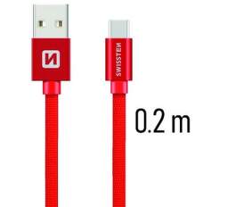 Swissten USB/USB-C kabel 0,2 m, červená
