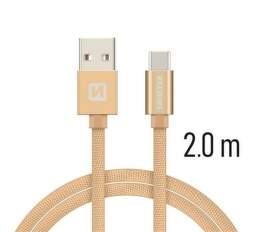 Swissten USB/USB-C kabel 2,0 m, zlatá