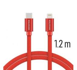 Swissten USB-C/Lightning datový kabel 1,2m, červená