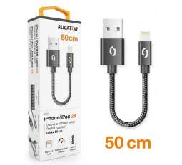 Aligator Premium Lightning kabel 2A 50 cm, černá