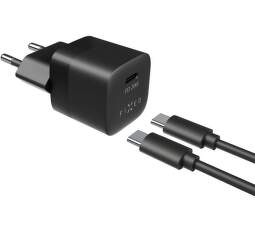 Fixed Mini nabíječka USB-C PD 20W černá + kabel USB-C/USB-C 1 m