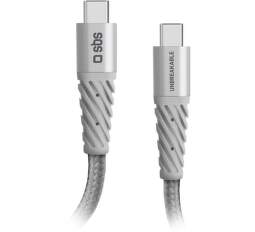 SBS Unbreakable datový kabel USB-C/USB-C 1,5 m šedý