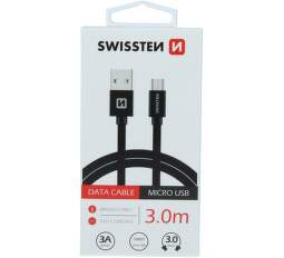 Swissten USB/Micro kabel USB 3 m černý