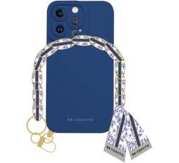 case&me Lady Case pouzdro s řetízkem na zápěstí a šátkem pro iPhone 14 Pro modré