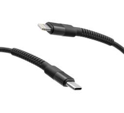 Mobilnet textilní kabel USB-C/Lightning 2 m 20W/3A černý