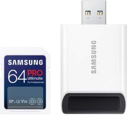Samsung PRO Ultimate SDXC 64 GB Class 10 U3 A2 UHS-I V30 + USB adaptér