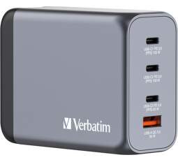 Verbatim GNC-200 GaN nabíječka USB/3× USB-C PD QC 3.0 200 W šedá