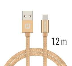 Swissten USB/USB-C kabel 1,2 m, zlatá