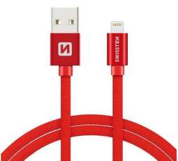 Swissten Lightning datový kabel 1,2m červená