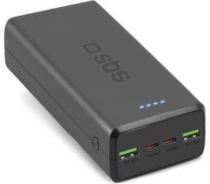 SBS powerbanka 2× USB-C/2× USB-A PD AFC 30 000 mAh černá