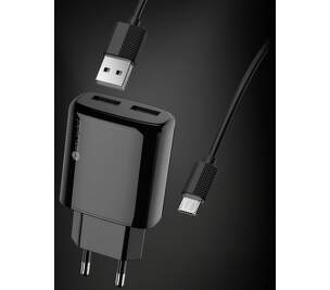 Sturdy NSI 2x USB 2 A černá 1 m micro USB kabel