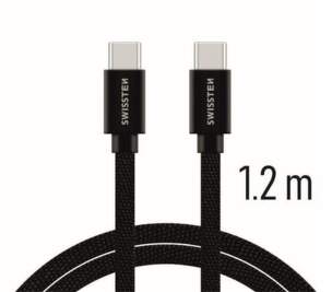 Swissten Datový kabel USB-C/USB-C 1,2 m černý