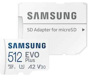 Samsung Micro SDXC 512 GB EVO Plus U3 + SD paměťová karta adaptér