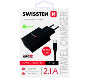 Swissten 2x USB černá 1,2 m micro USB kabel