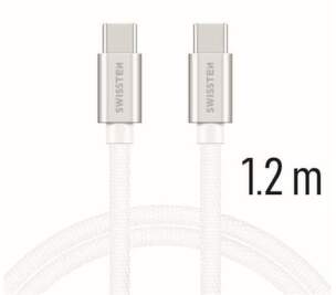 Swissten Datový kabel USB-C/USB-C 1,2 m stříbrný