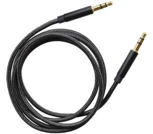 Mobilnet AUX textilní kabel 2× 3,5mm jack 1,5 m černý