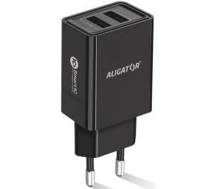Aligator 2× USB 2,4 A Lightning kabel síťová nabíječka černá