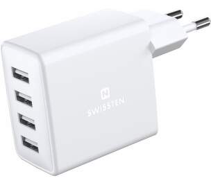 Swissten 4× USB nabíječka 20 W Smart IC bílá