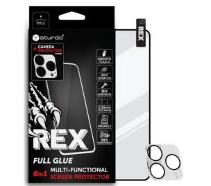 Sturdo Rex Full Glue tvrzené sklo pro Apple iPhone 14 Pro + sklo na kameru černé