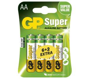 GP Super AA (LR6) 6+2 ks alkalické baterie