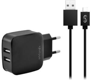 Fonex 2x USB 10 W 2,1 A černá 1 m micro USB kabel