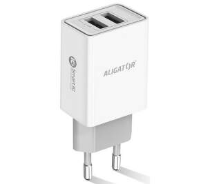 Aligator 2× USB 2,4 A síťová nabíječka bílá