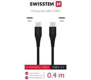Swissten datový kabel USB-C/USB-C 0,4 m černý