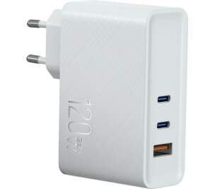 Winner 2× USB-C/USB 120 W GaN síťová nabíječka bílá