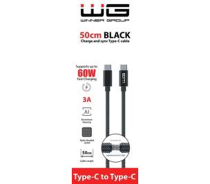 Winner USB-C/USB-C 0,5m 3A černý datový kabel